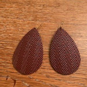 Nickel and Suede | Medium Burgundy Palm Teardrops